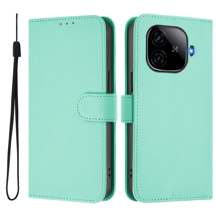 For vivo iQOO Z9 5G / Z9 Turbo 5G Skin Feel Solid Color Leather Phone Case with Lanyard