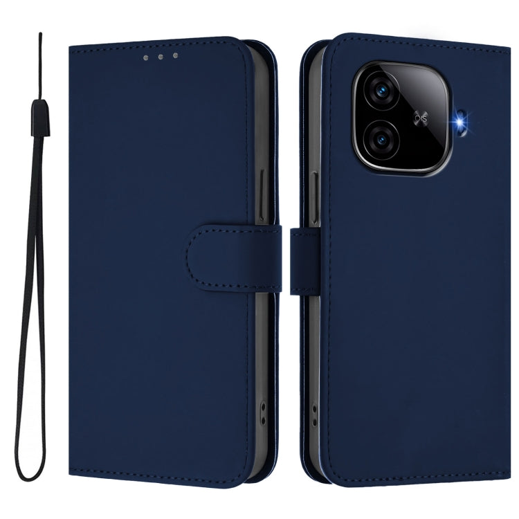 For vivo iQOO Z9 5G / Z9 Turbo 5G Skin Feel Solid Color Leather Phone Case with Lanyard