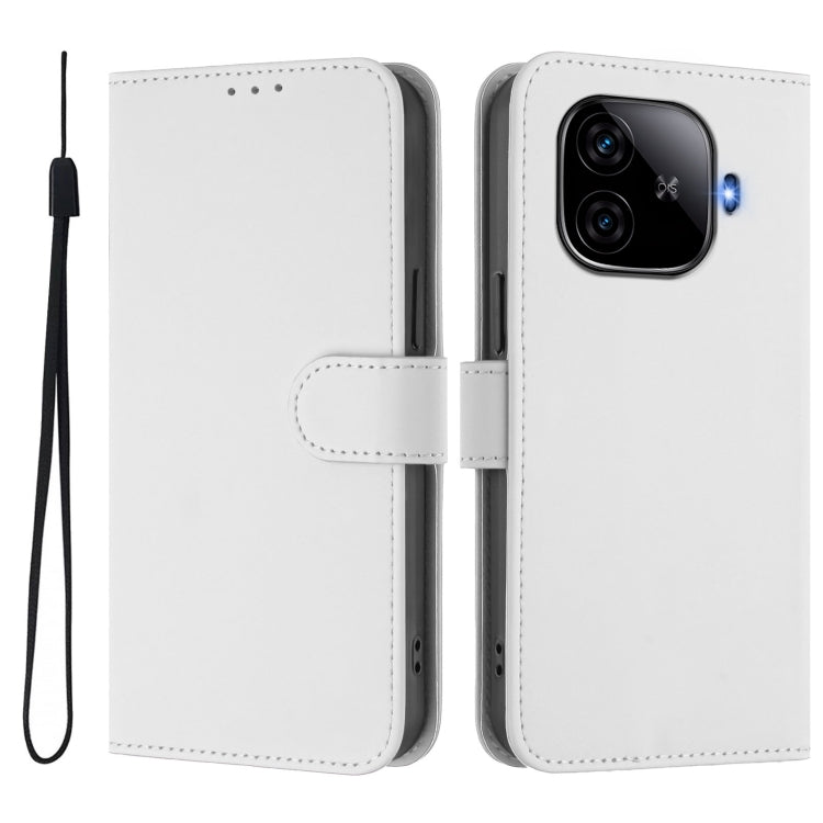 For vivo iQOO Z9 5G / Z9 Turbo 5G Skin Feel Solid Color Leather Phone Case with Lanyard