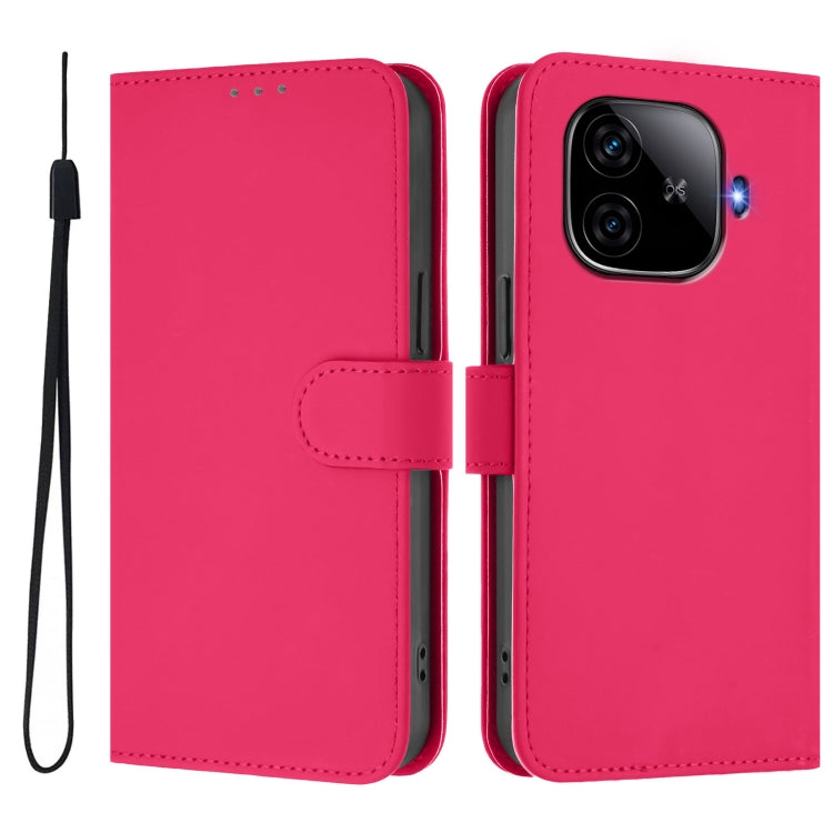 For vivo iQOO Z9 5G / Z9 Turbo 5G Skin Feel Solid Color Leather Phone Case with Lanyard