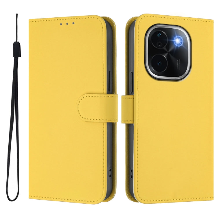 For vivo iQOO Z9s Pro 5G India Skin Feel Solid Color Leather Phone Case with Lanyard