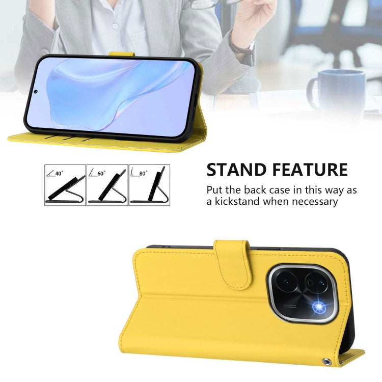 For vivo iQOO Z9s Pro 5G India Skin Feel Solid Color Leather Phone Case with Lanyard