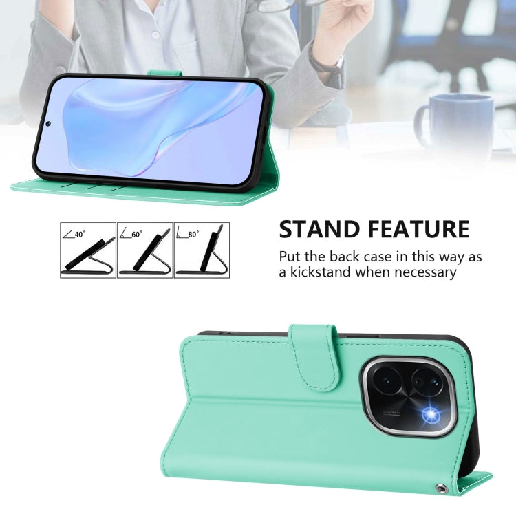 For vivo iQOO Z9s Pro 5G India Skin Feel Solid Color Leather Phone Case with Lanyard