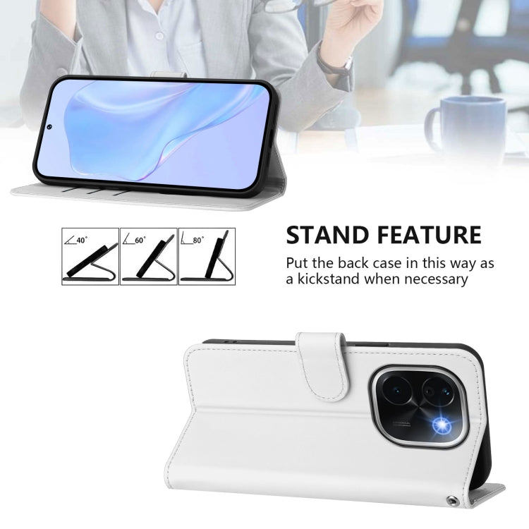 For vivo iQOO Z9s Pro 5G India Skin Feel Solid Color Leather Phone Case with Lanyard