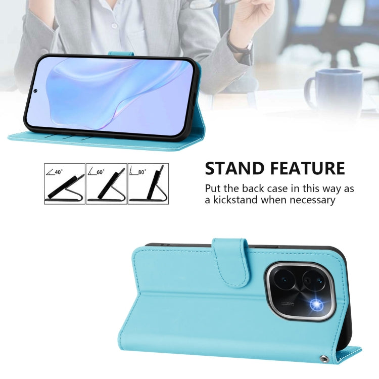 For vivo iQOO Z9s Pro 5G India Skin Feel Solid Color Leather Phone Case with Lanyard