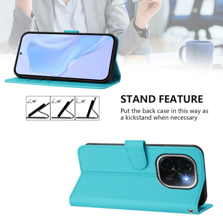 For vivo iQOO Z9s Pro 5G India Skin Feel Solid Color Leather Phone Case with Lanyard