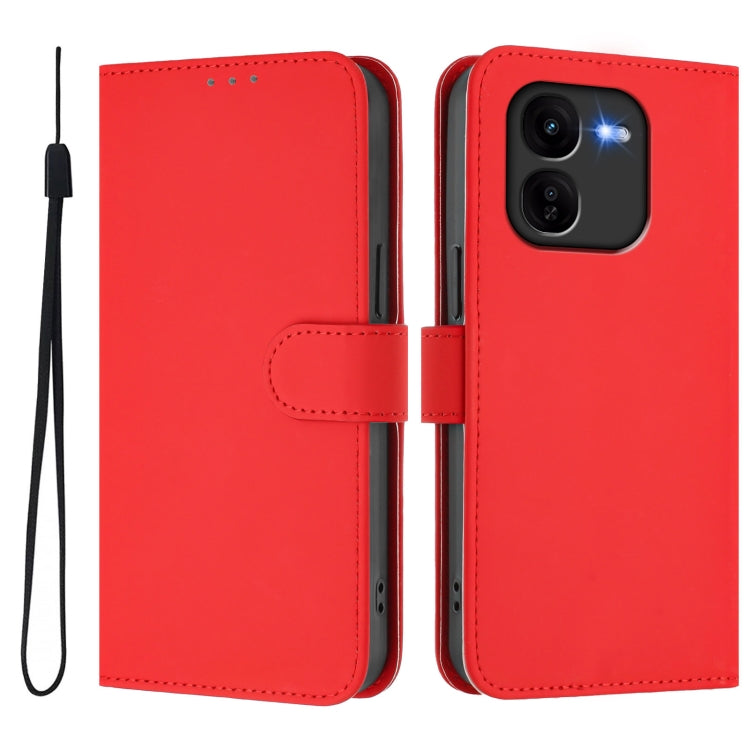 For vivo iQOO Z9X Skin Feel Solid Color Leather Phone Case with Lanyard
