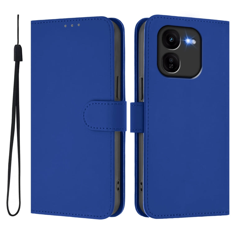For vivo iQOO Z9X Skin Feel Solid Color Leather Phone Case with Lanyard