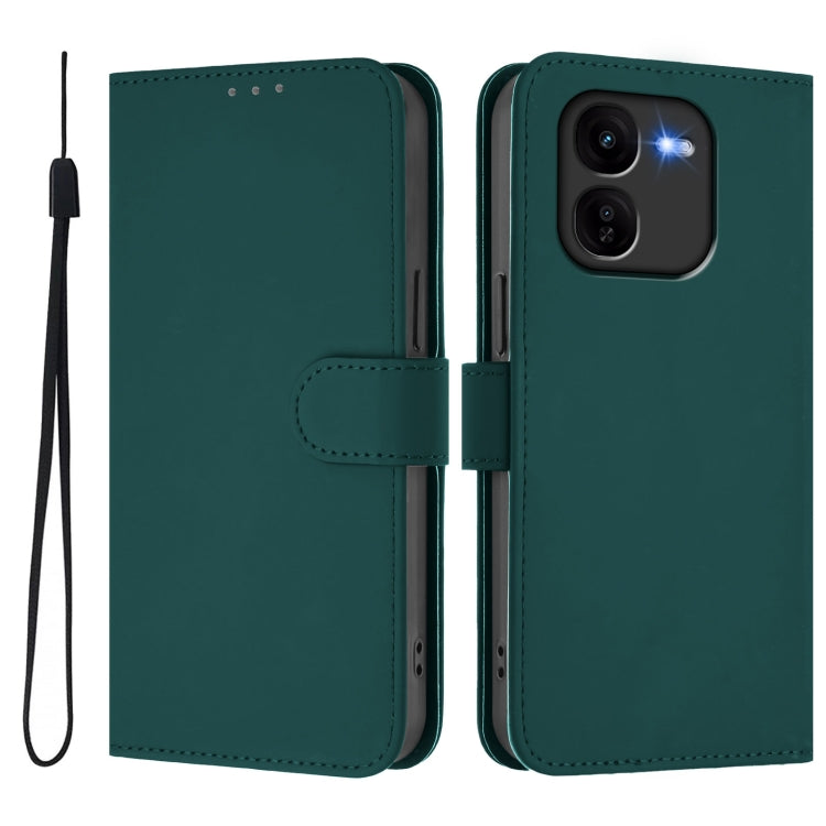For vivo iQOO Z9X Skin Feel Solid Color Leather Phone Case with Lanyard