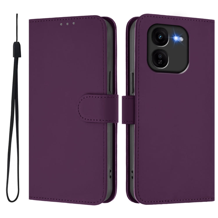 For vivo iQOO Z9X Skin Feel Solid Color Leather Phone Case with Lanyard