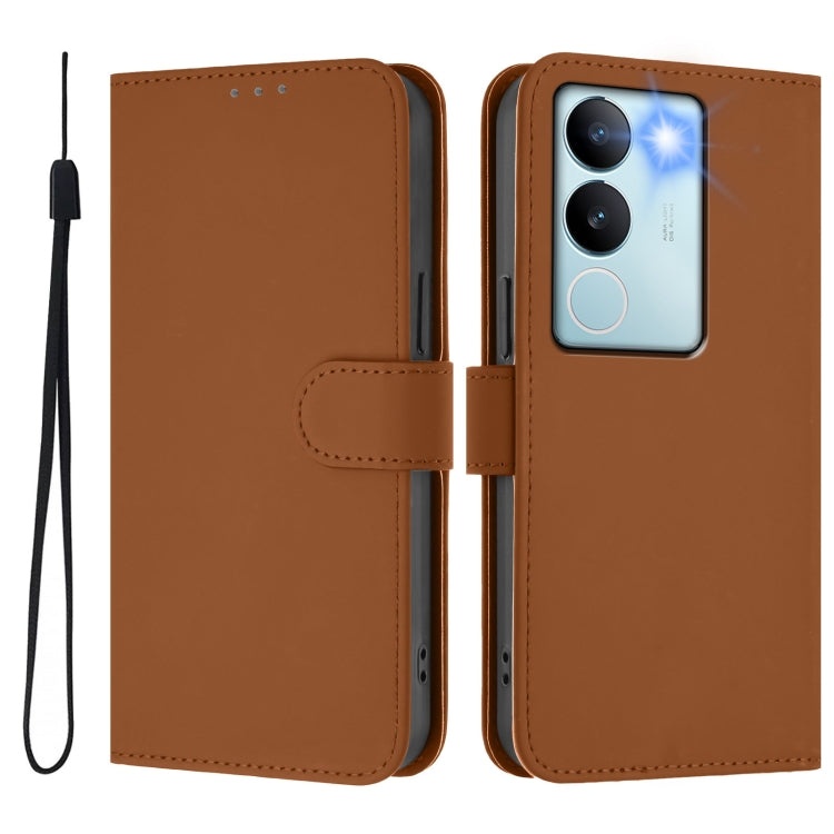 For vivo V29 5G Global / V29 Pro Skin Feel Solid Color Leather Phone Case with Lanyard