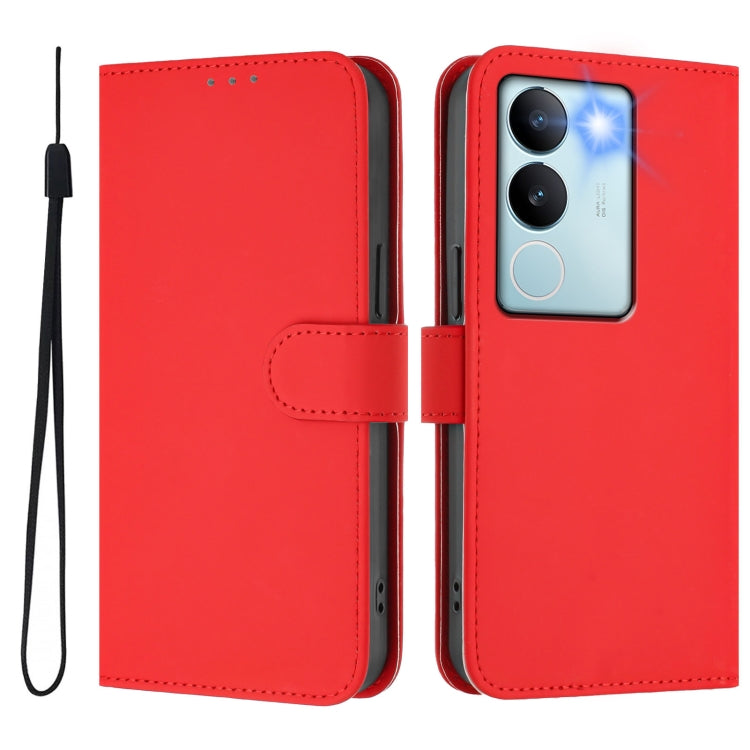 For vivo V29 5G Global / V29 Pro Skin Feel Solid Color Leather Phone Case with Lanyard
