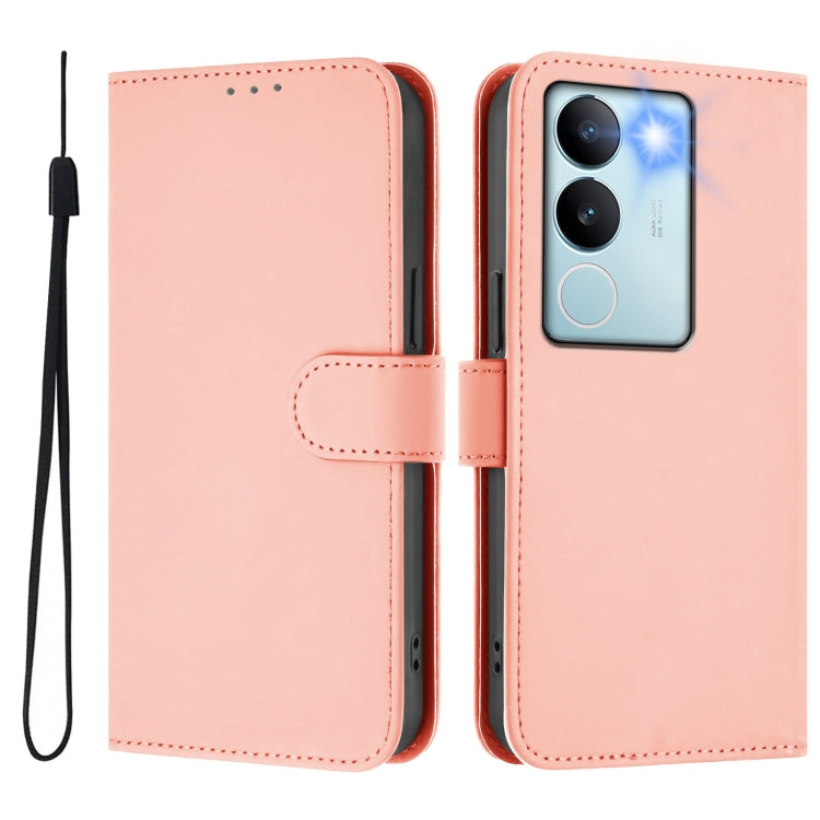 For vivo V29 5G Global / V29 Pro Skin Feel Solid Color Leather Phone Case with Lanyard