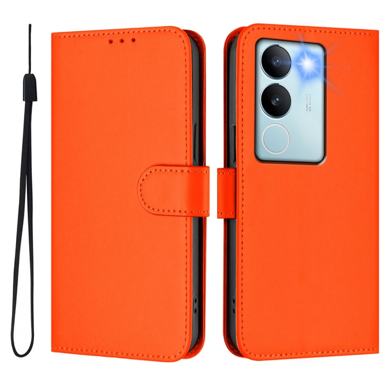 For vivo V29 5G Global / V29 Pro Skin Feel Solid Color Leather Phone Case with Lanyard
