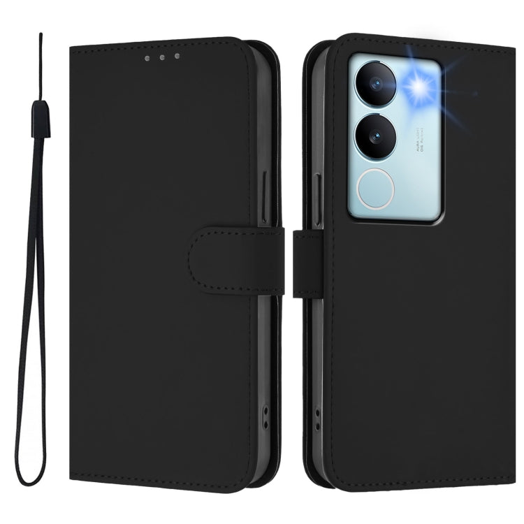 For vivo V29 5G Global / V29 Pro Skin Feel Solid Color Leather Phone Case with Lanyard