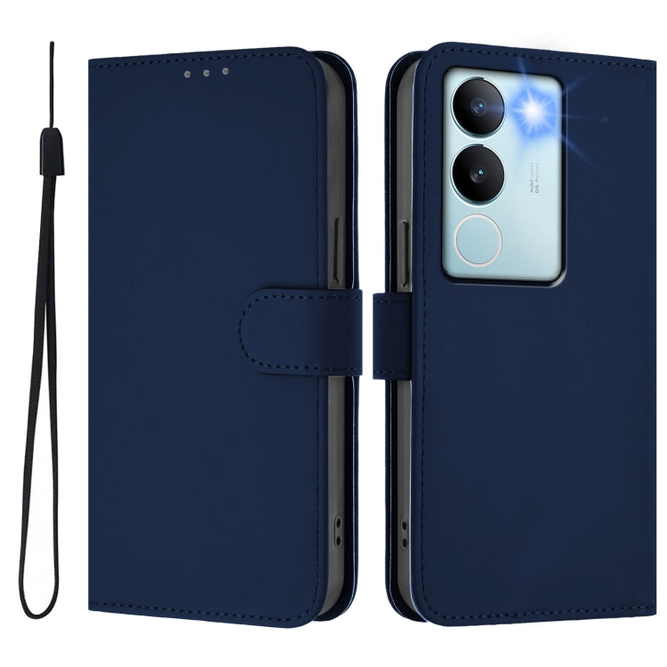 For vivo V29 5G Global / V29 Pro Skin Feel Solid Color Leather Phone Case with Lanyard