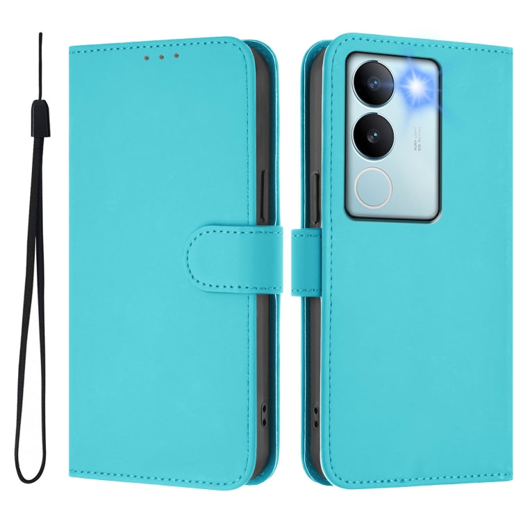 For vivo V29 5G Global / V29 Pro Skin Feel Solid Color Leather Phone Case with Lanyard