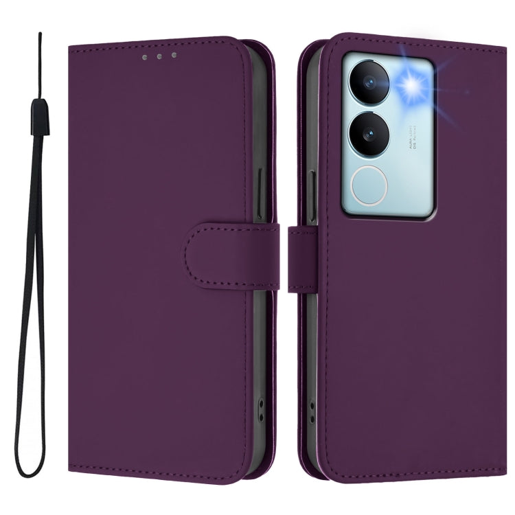 For vivo V29 5G Global / V29 Pro Skin Feel Solid Color Leather Phone Case with Lanyard