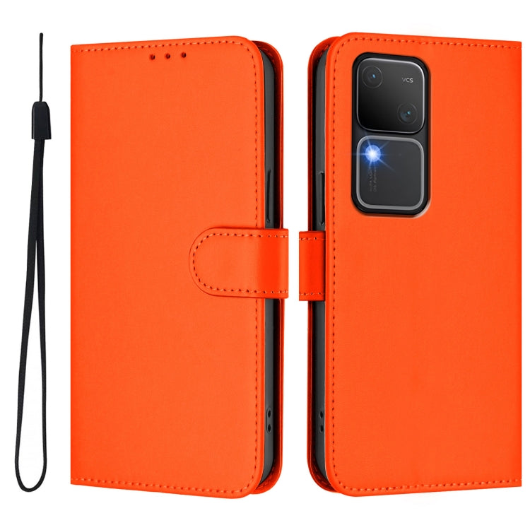 For vivo V30 5G Global / V30 Pro Global Skin Feel Solid Color Leather Phone Case with Lanyard