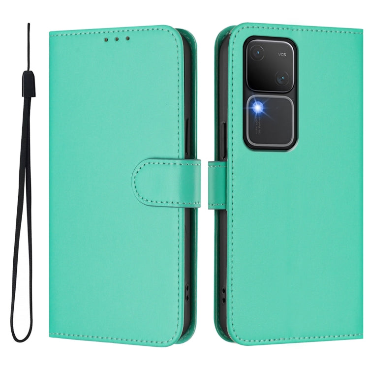 For vivo V30 5G Global / V30 Pro Global Skin Feel Solid Color Leather Phone Case with Lanyard
