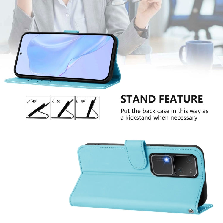 For vivo V30 5G Global / V30 Pro Global Skin Feel Solid Color Leather Phone Case with Lanyard