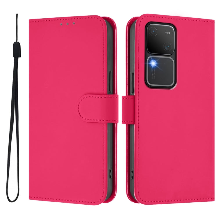 For vivo V30 5G Global / V30 Pro Global Skin Feel Solid Color Leather Phone Case with Lanyard