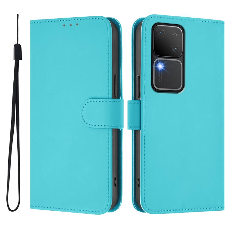 For vivo V30 5G Global / V30 Pro Global Skin Feel Solid Color Leather Phone Case with Lanyard
