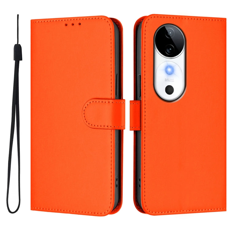 For vivo S19 Skin Feel Solid Color Leather Phone Case with Lanyard