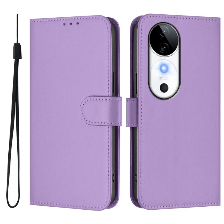 For vivo S19 Skin Feel Solid Color Leather Phone Case with Lanyard
