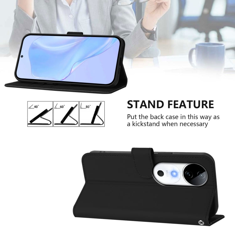 For vivo S19 Skin Feel Solid Color Leather Phone Case with Lanyard