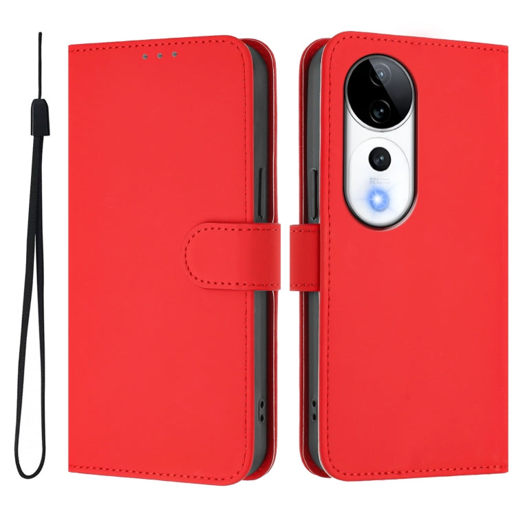 For vivo S19 Pro Skin Feel Solid Color Leather Phone Case with Lanyard