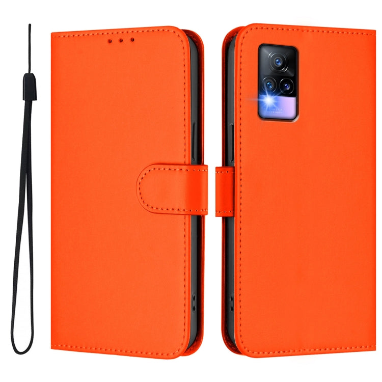For vivo V20 / V21E 4G / Y73 2021 Skin Feel Solid Color Leather Phone Case with Lanyard