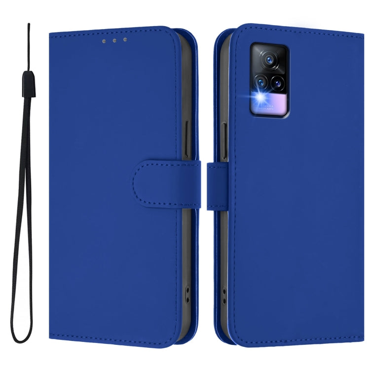 For vivo V20 / V21E 4G / Y73 2021 Skin Feel Solid Color Leather Phone Case with Lanyard