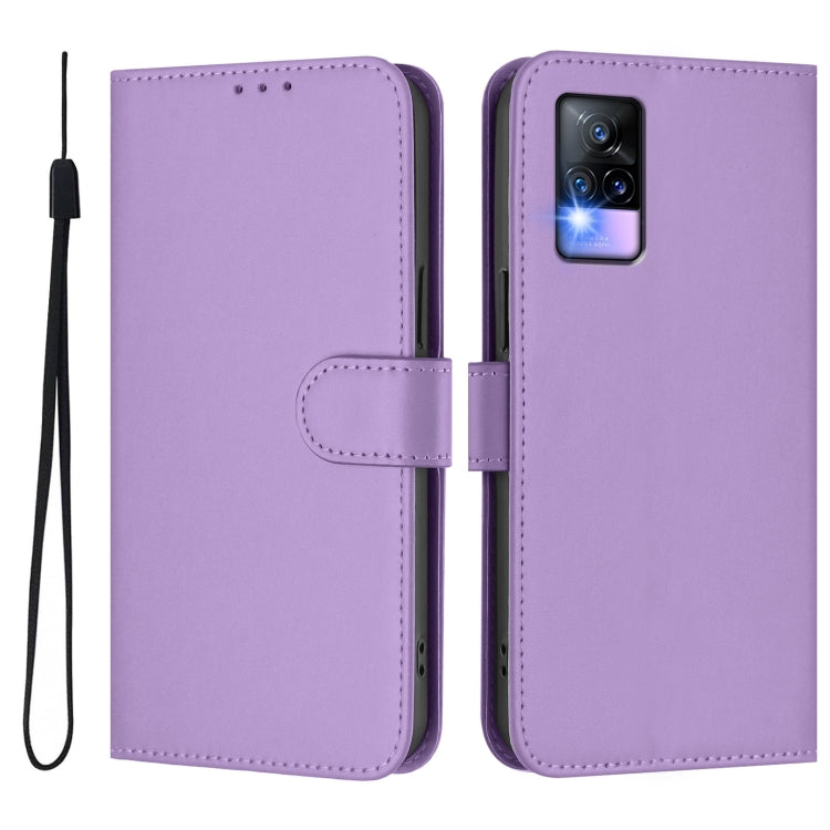 For vivo V20 / V21E 4G / Y73 2021 Skin Feel Solid Color Leather Phone Case with Lanyard