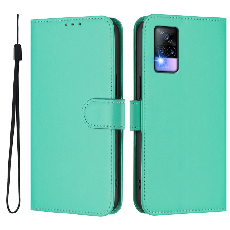 For vivo V20 / V21E 4G / Y73 2021 Skin Feel Solid Color Leather Phone Case with Lanyard