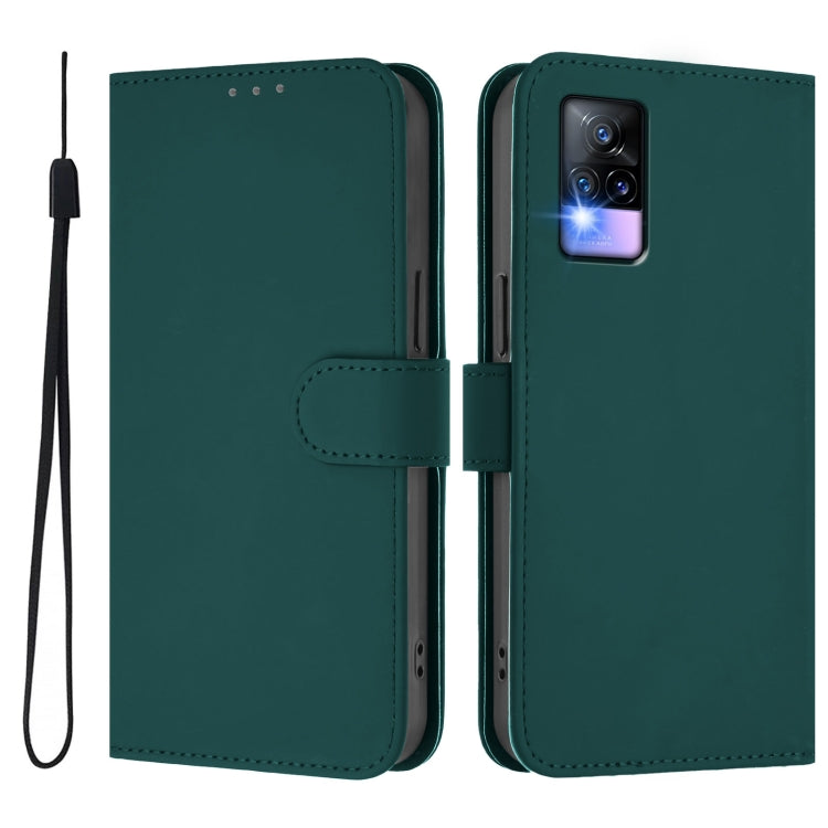 For vivo V20 / V21E 4G / Y73 2021 Skin Feel Solid Color Leather Phone Case with Lanyard
