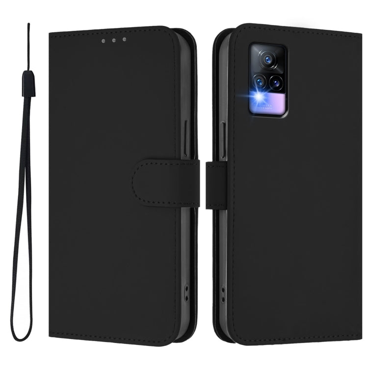 For vivo V20 / V21E 4G / Y73 2021 Skin Feel Solid Color Leather Phone Case with Lanyard