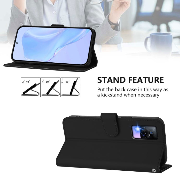 For vivo V20 / V21E 4G / Y73 2021 Skin Feel Solid Color Leather Phone Case with Lanyard