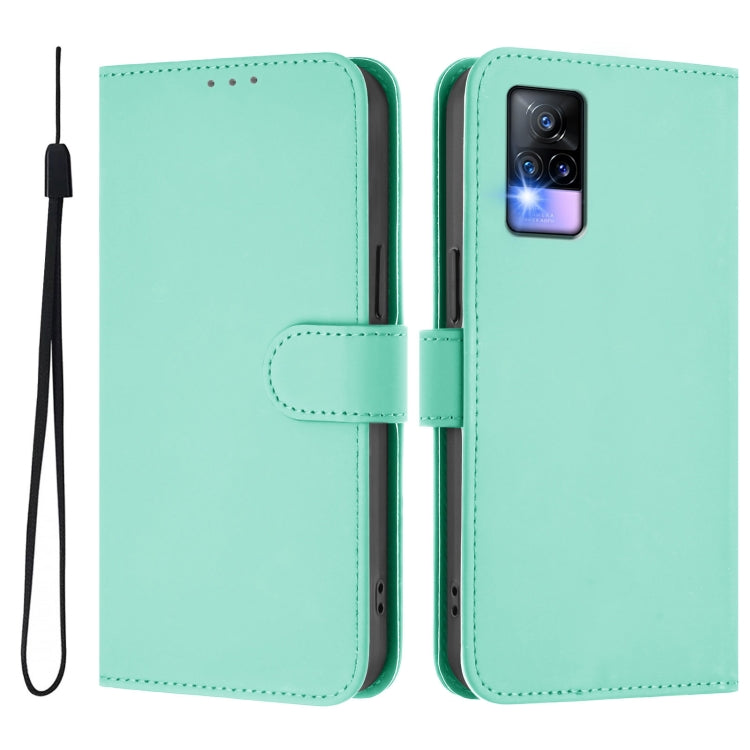 For vivo V20 / V21E 4G / Y73 2021 Skin Feel Solid Color Leather Phone Case with Lanyard