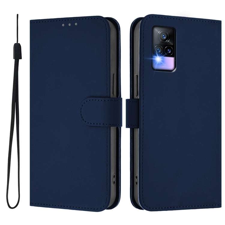 For vivo V20 / V21E 4G / Y73 2021 Skin Feel Solid Color Leather Phone Case with Lanyard
