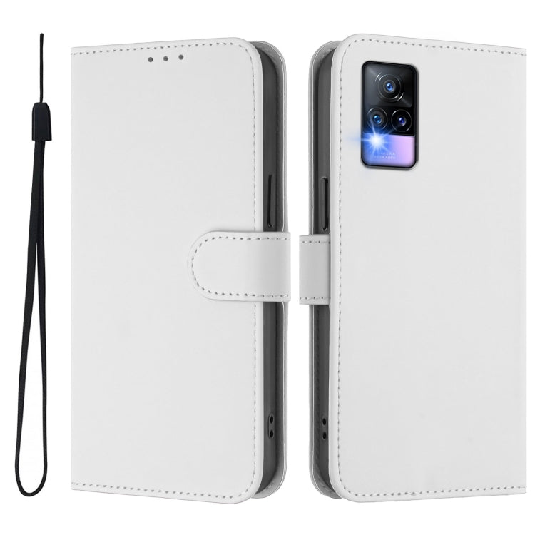 For vivo V20 / V21E 4G / Y73 2021 Skin Feel Solid Color Leather Phone Case with Lanyard