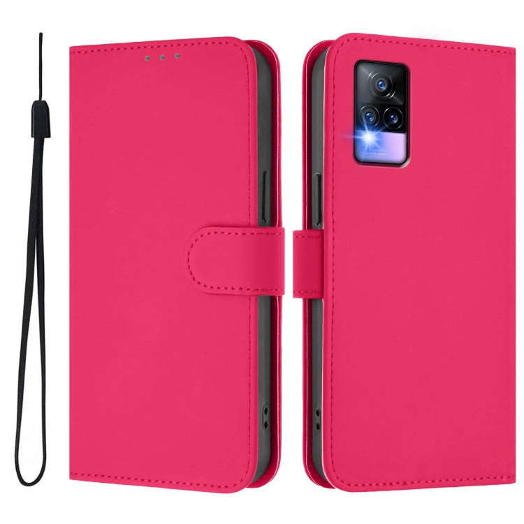 For vivo V20 / V21E 4G / Y73 2021 Skin Feel Solid Color Leather Phone Case with Lanyard