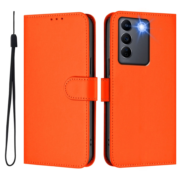 For vivo V27 5G / V27  Pro 5G Global Skin Feel Solid Color Leather Phone Case with Lanyard
