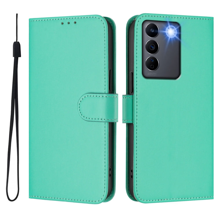 For vivo V27 5G / V27  Pro 5G Global Skin Feel Solid Color Leather Phone Case with Lanyard
