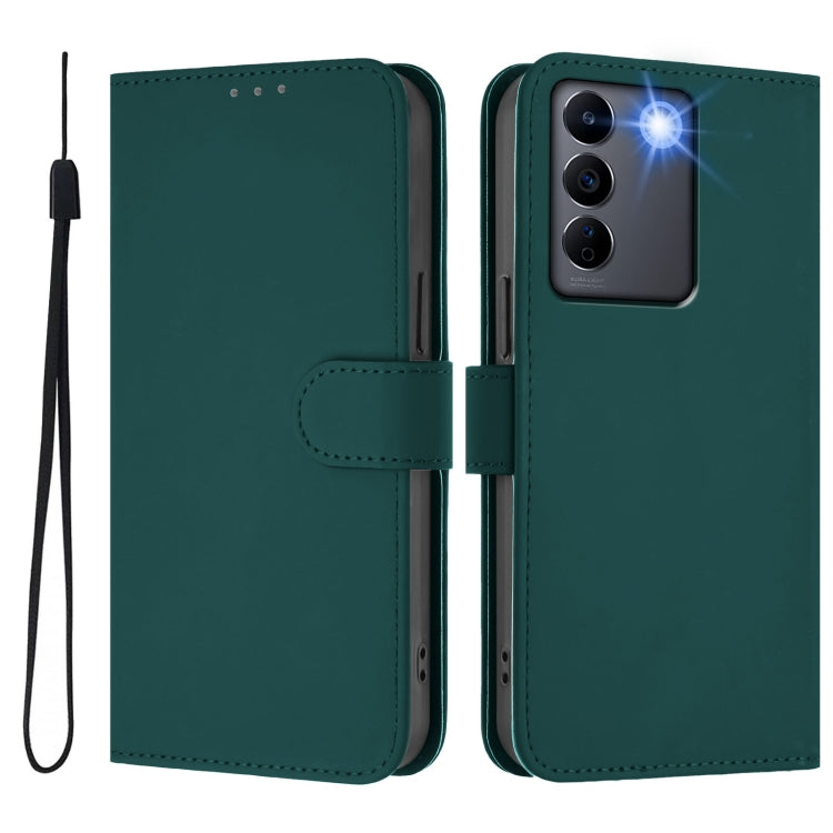 For vivo V27 5G / V27  Pro 5G Global Skin Feel Solid Color Leather Phone Case with Lanyard