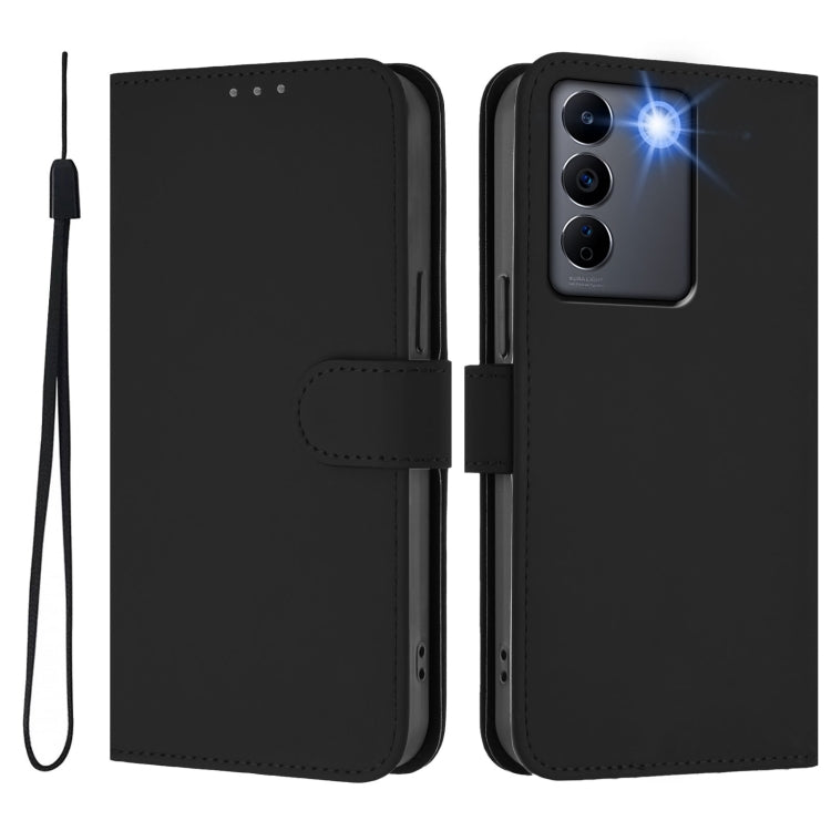 For vivo V27 5G / V27  Pro 5G Global Skin Feel Solid Color Leather Phone Case with Lanyard