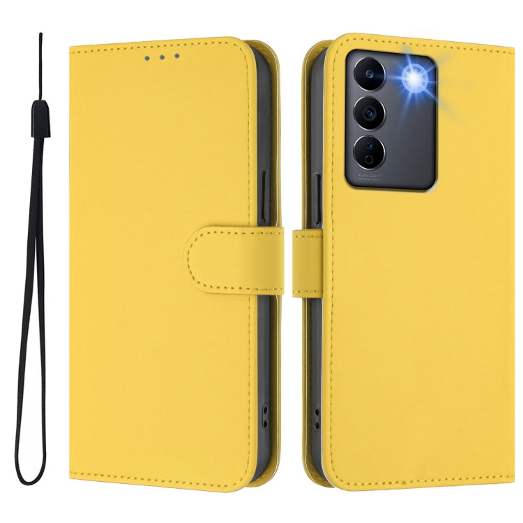 For vivo V27 5G / V27  Pro 5G Global Skin Feel Solid Color Leather Phone Case with Lanyard