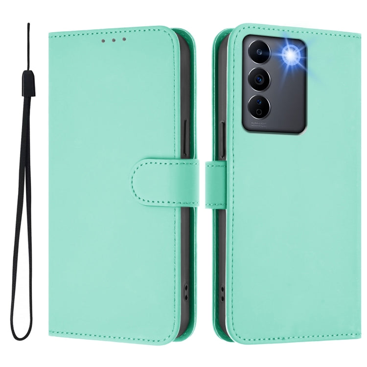 For vivo V27 5G / V27  Pro 5G Global Skin Feel Solid Color Leather Phone Case with Lanyard