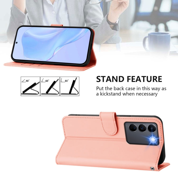 For vivo V27E 4G Global / T2 4G Global Skin Feel Solid Color Leather Phone Case with Lanyard