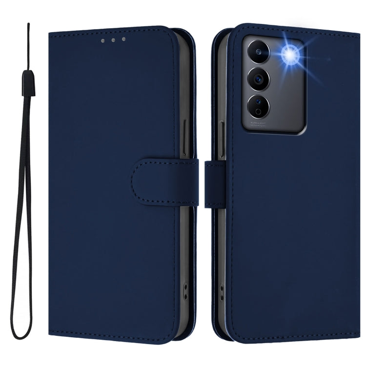 For vivo V27E 4G Global / T2 4G Global Skin Feel Solid Color Leather Phone Case with Lanyard